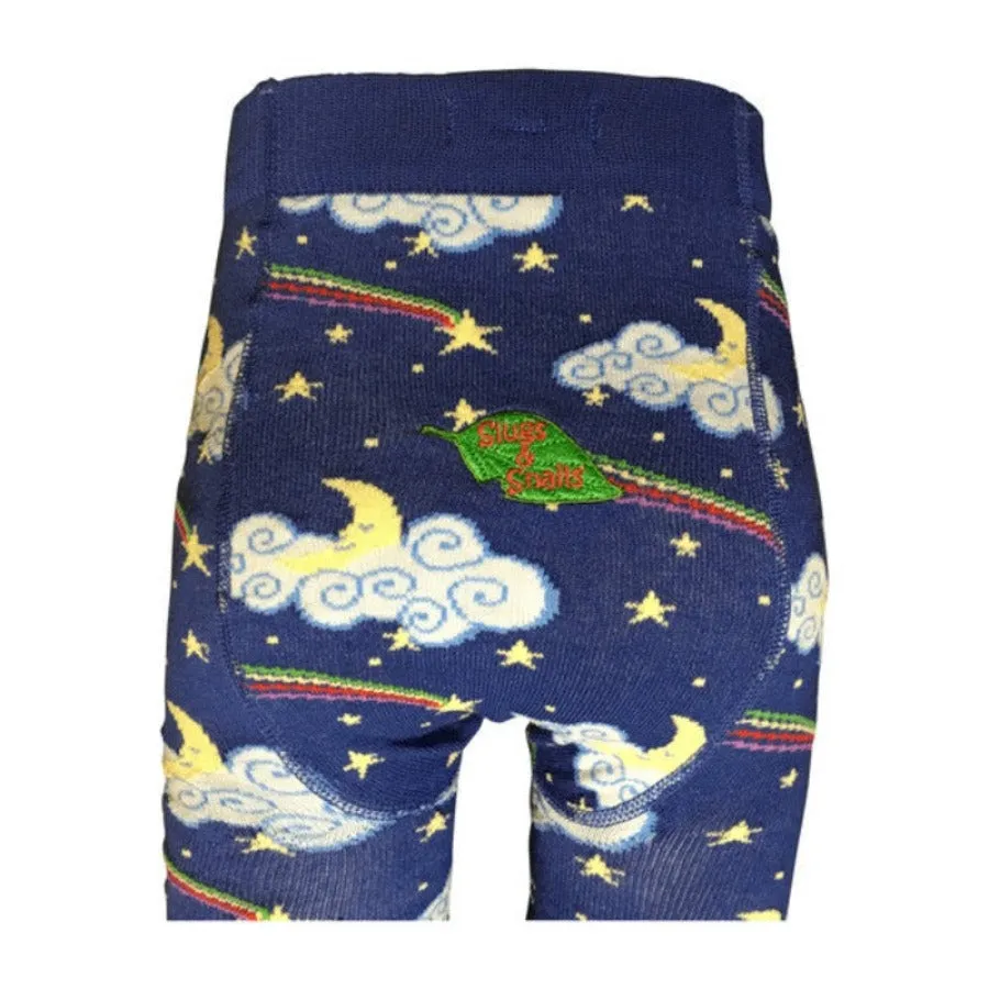 Organic Cotton Lemon Lightening Blue Tights - Moons & Stars