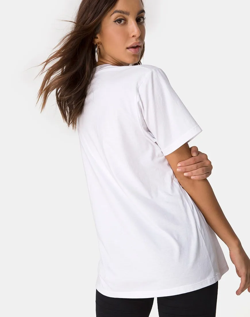 Oversize Basic Tee in White with Dancing Drake