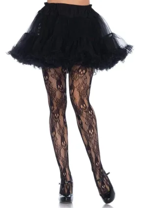 Plus Black Rose Skull Lace tights