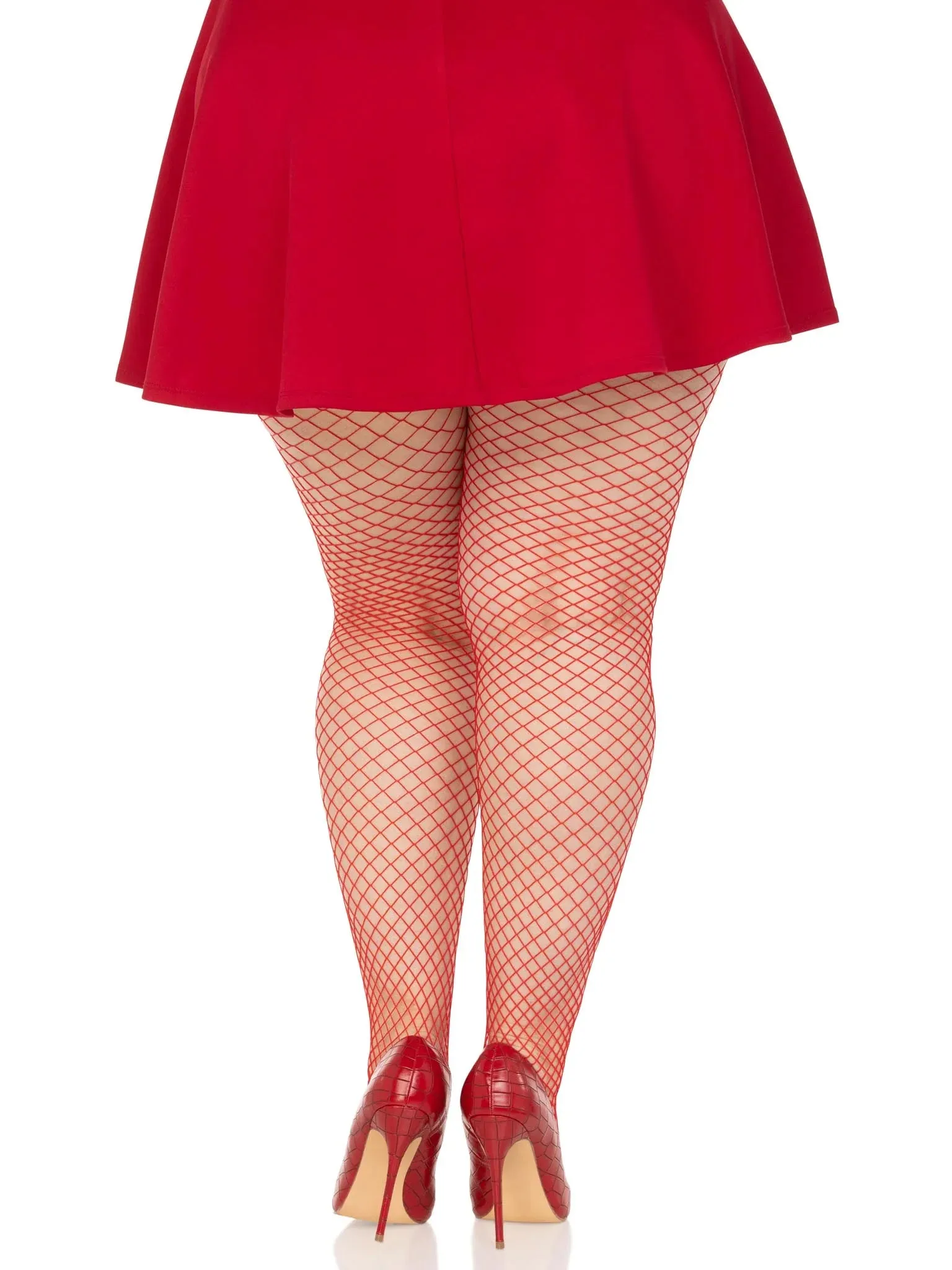 Plus Size Industrial Fishnet Pantyhose in Red