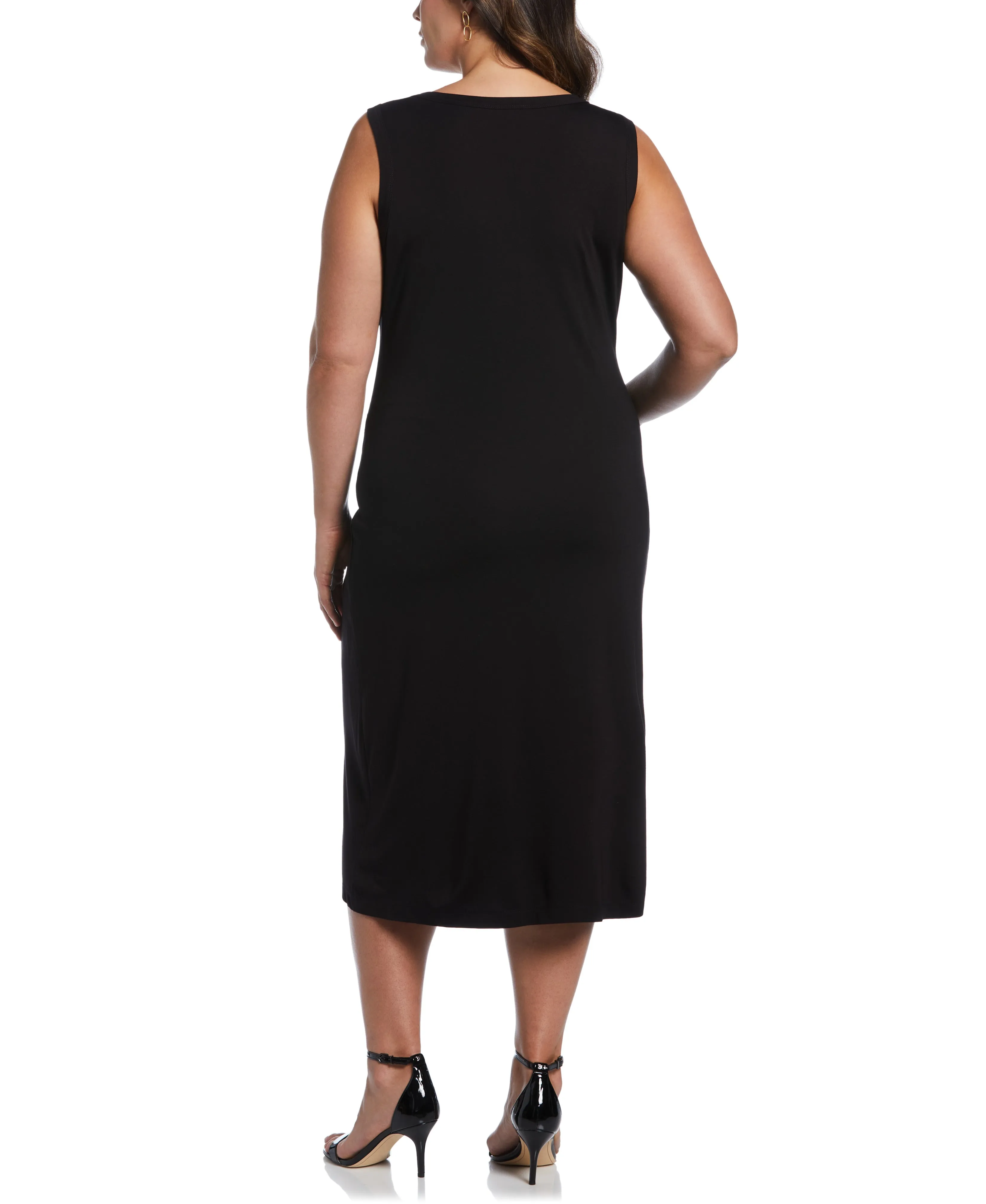 Plus Size Ponte Knit Twist Front Midi Dress