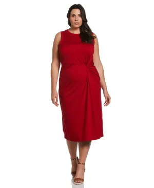 Plus Size Ponte Knit Twist Front Midi Dress