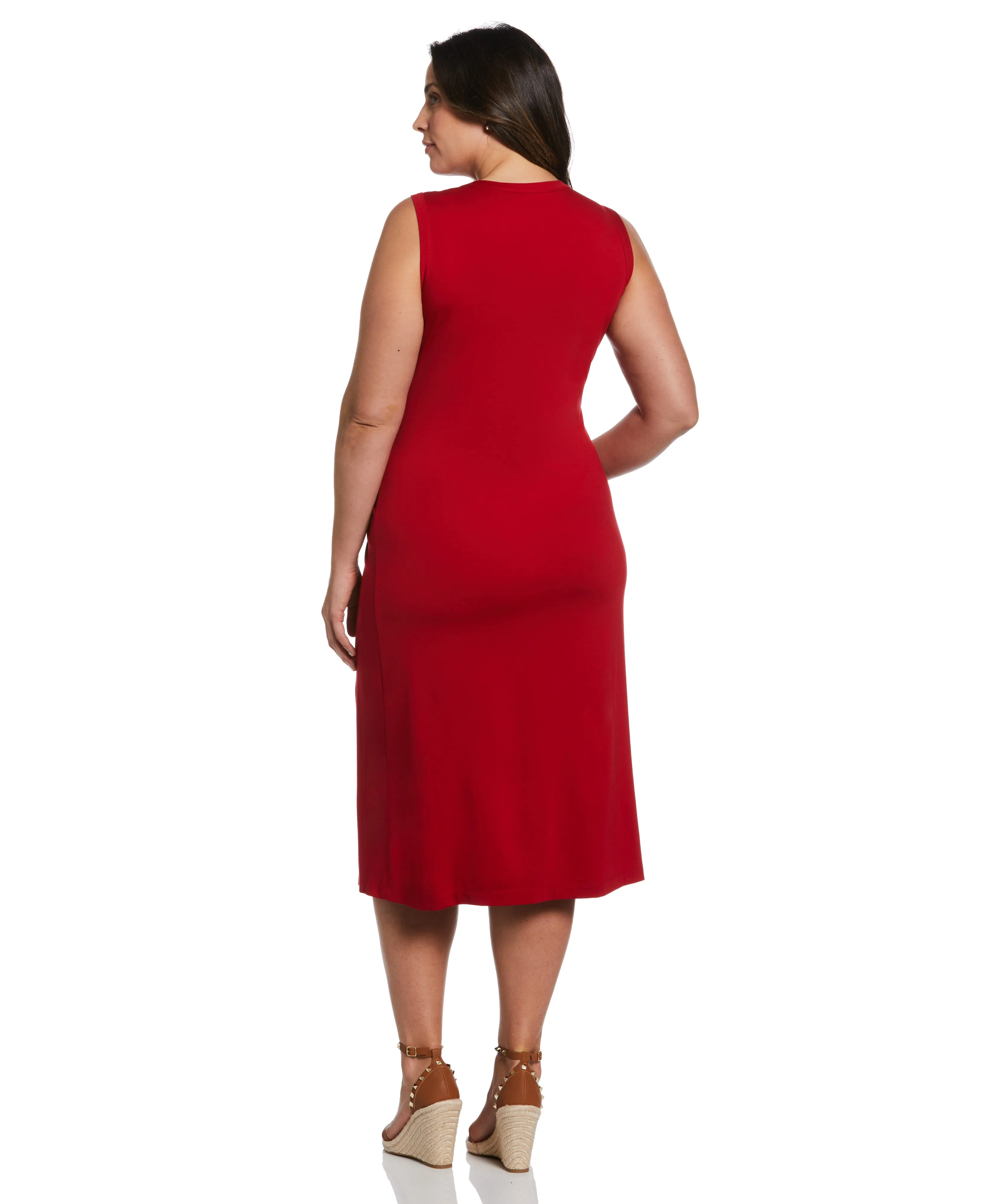 Plus Size Ponte Knit Twist Front Midi Dress