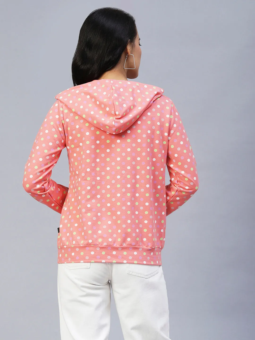 Polka Dot Hooded Terry Jacket