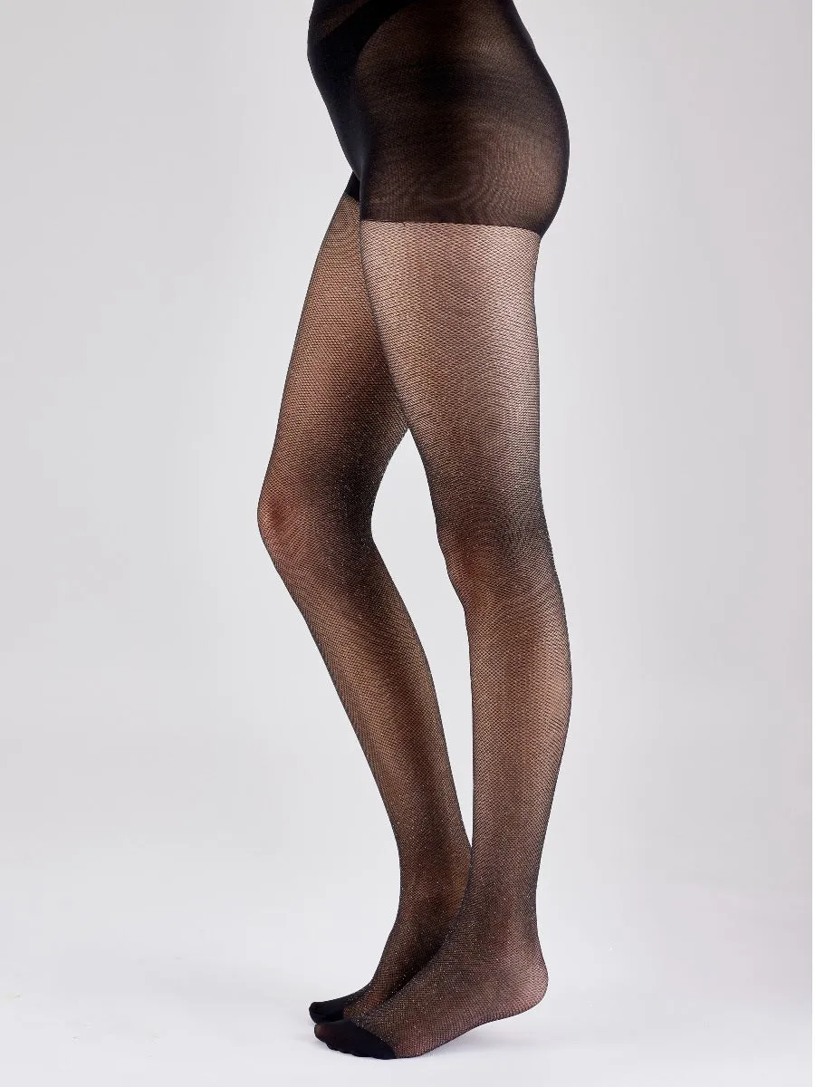 Pretty Polly Silver Lurex Sparkle Diamond Net Patterned Fashion Tights