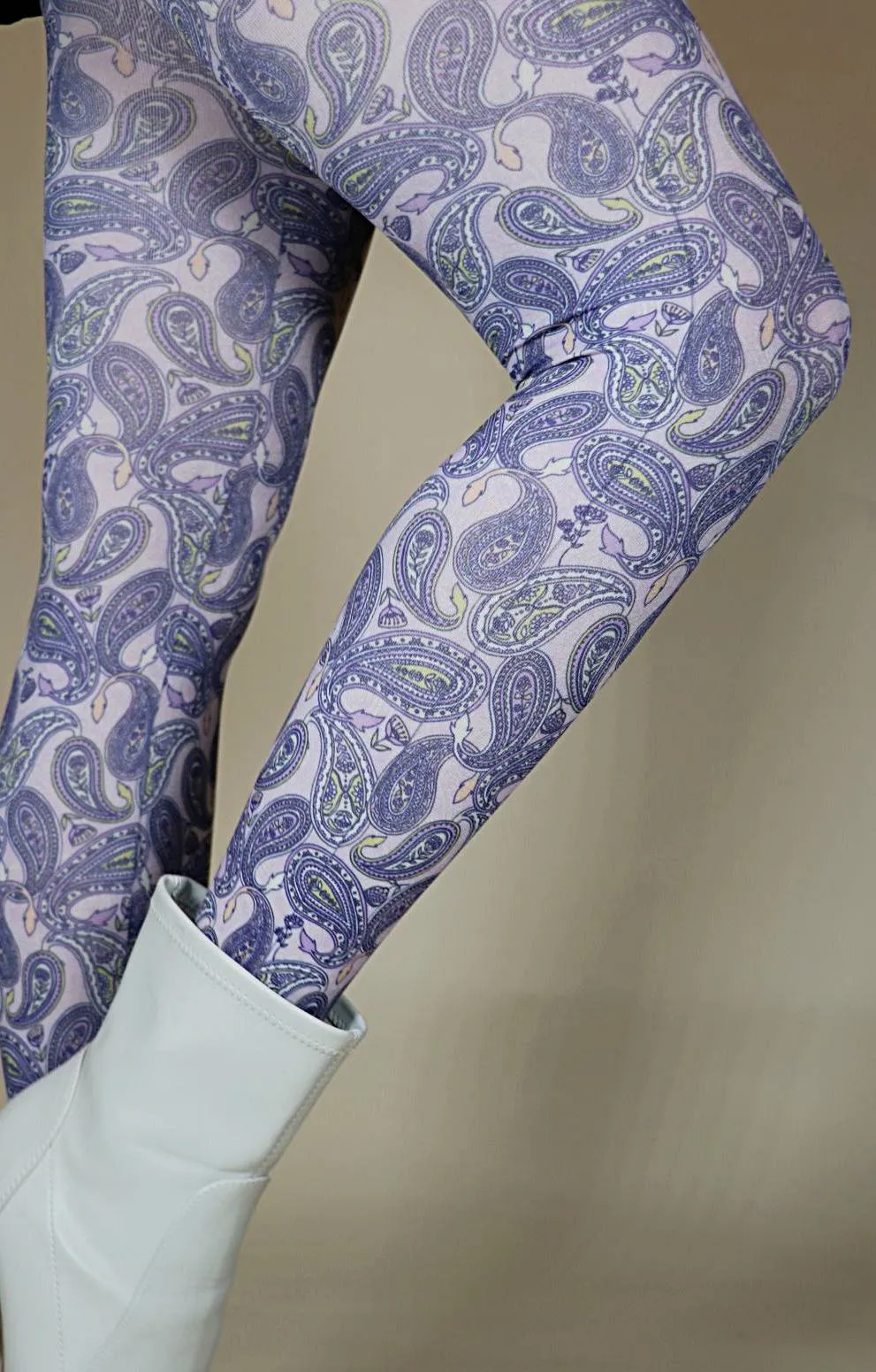 Purple Paisley Printed Art Tights