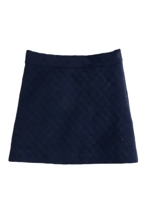 Quilted Mini Skirt - Navy