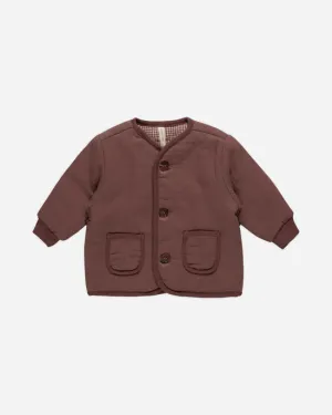 Quincy Mae Quilted V-Neck Jacket Plum