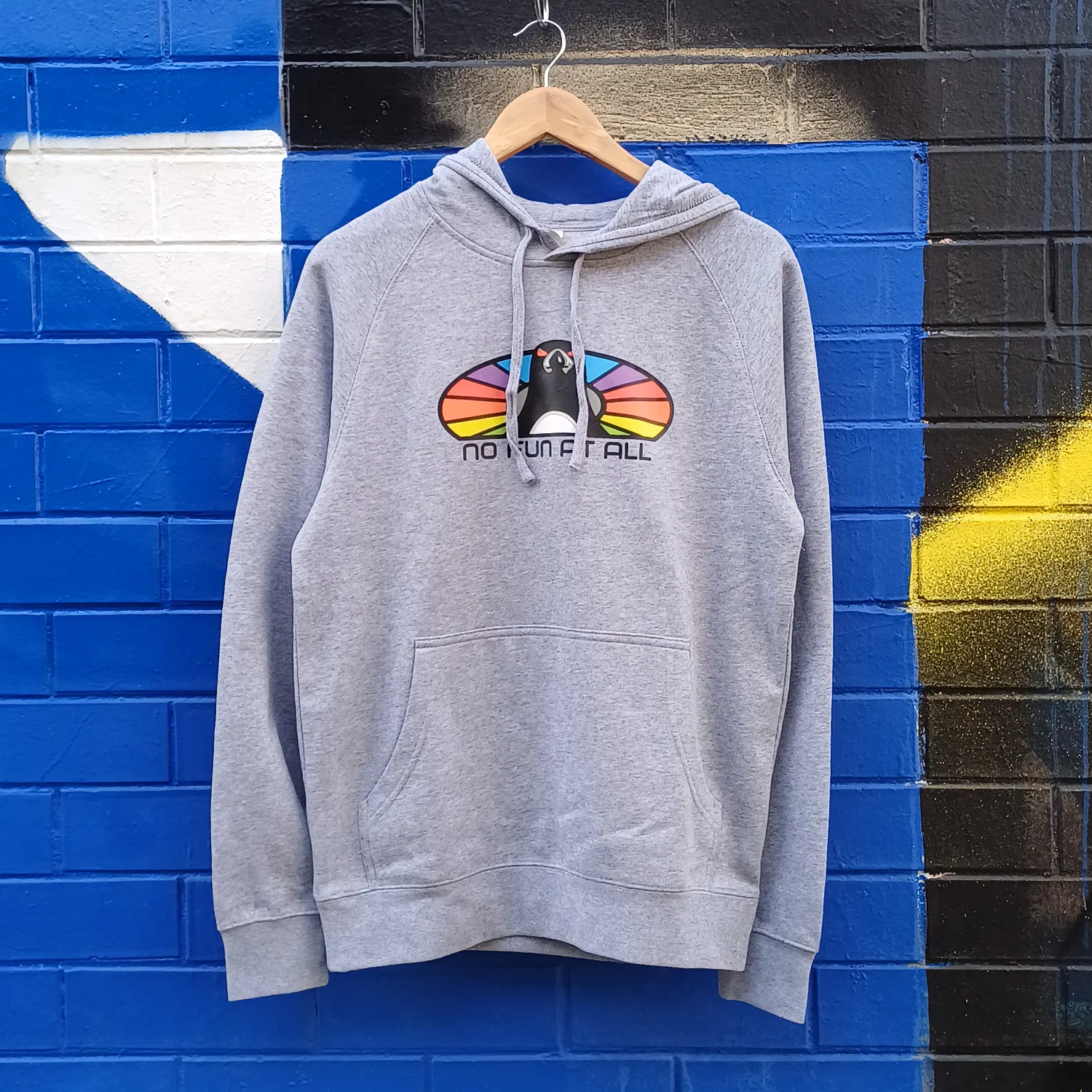 Rainbow Penguin Hoodie (Grey Marle)