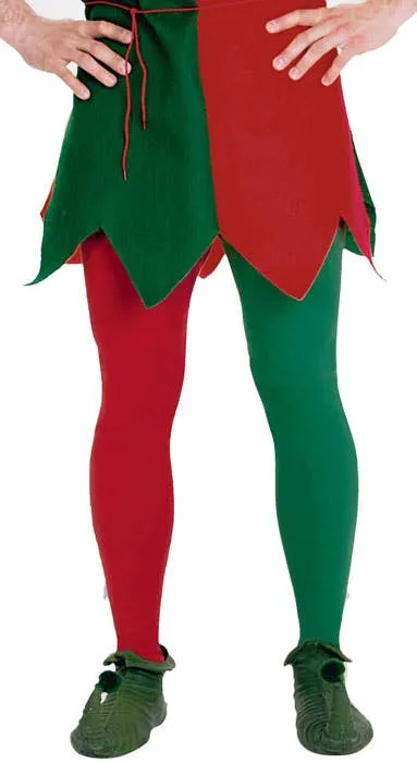 Red and Green Plus Size Christmas Elf Tights