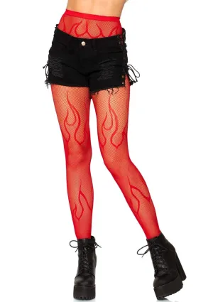 Red Flame Fishnet Tights