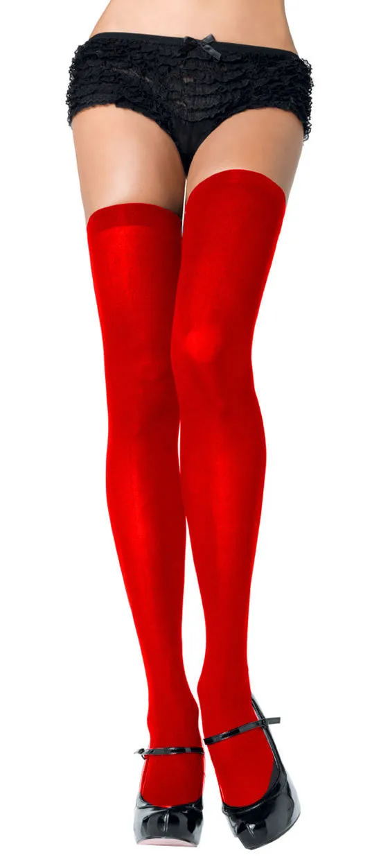 Red Opaque Nylon Thigh Highs - Leg Avenue