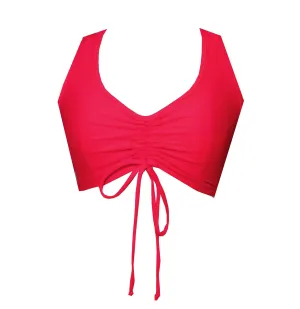 Red Scrunch front Sports Crop Top BK138R