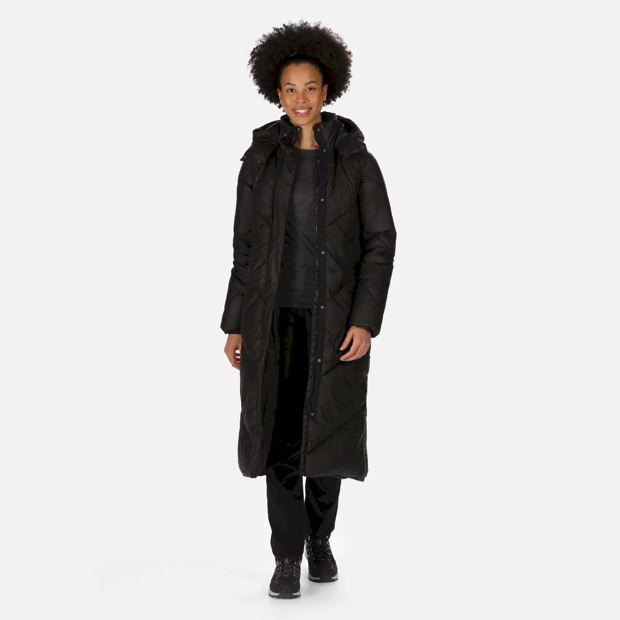 Regatta Ladies Longley Longline Quilted Coat Black