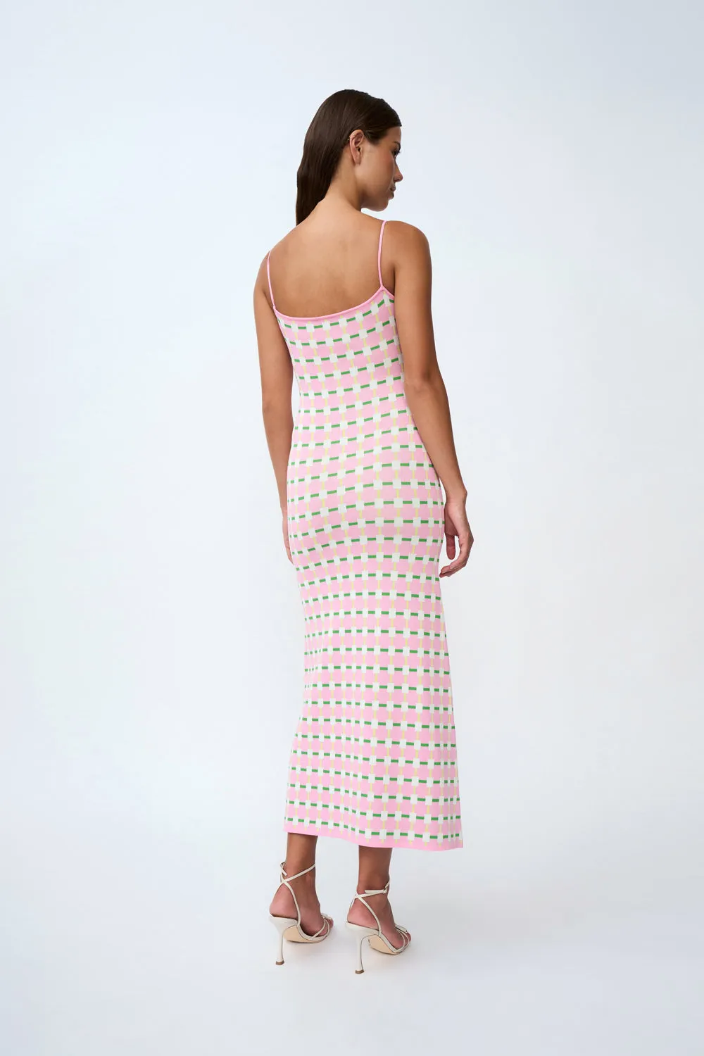 Remy Checker Knit Midi Dress | Final Sale - Pink Green Yellow