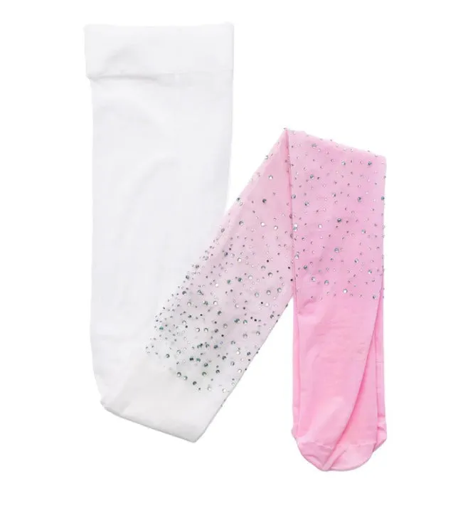 Rhinestone Tights Ombre Pink/White