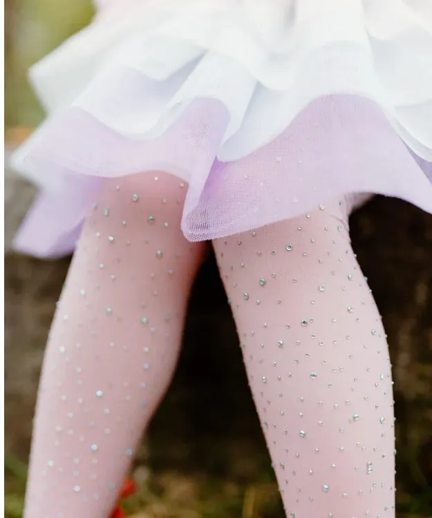 Rhinestone Tights Ombre Pink/White