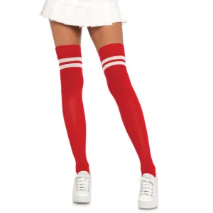 Ribbed Athletic Striped Thigh Highs - Leg Avenue