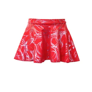 SALE - ECS - RED / SILVER SWIRL CIRCULAR SKIRT