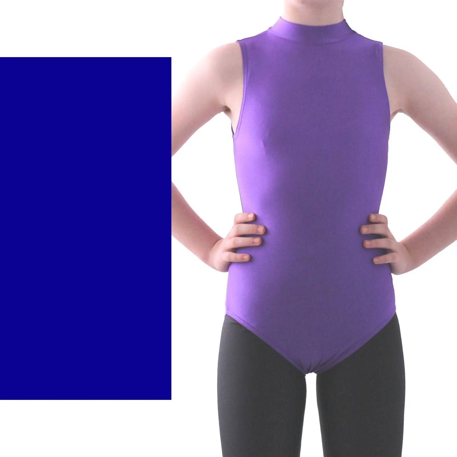 SALE - SHARON - NYLON LYCRA SLEEVELESS POLO NECK LEOTARD