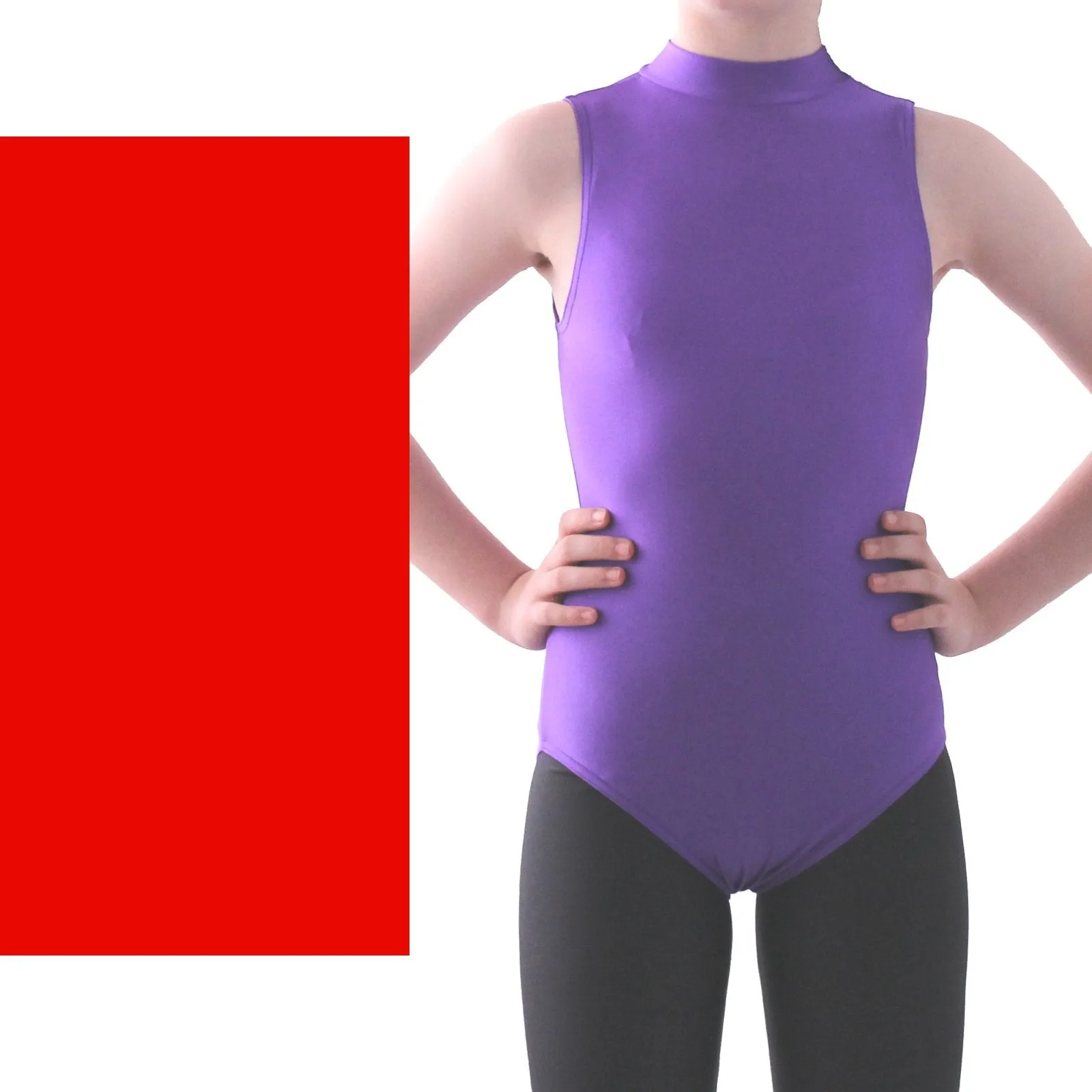 SALE - SHARON - NYLON LYCRA SLEEVELESS POLO NECK LEOTARD