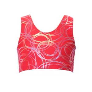 SALE - SUZI - RED SWIRL SLEEVELESS CROP TOP