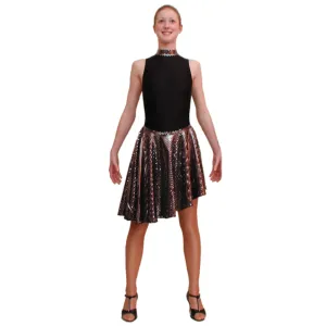 SALE - SWISH - POLO NECK DANCE DRESS IN BLACK & SILVER - SIZE 6(XL)