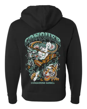 Samurai vs Dragon vs Tiger - on Black Pullover Hoodie