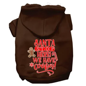 Santa, We Have Cookies Screen Print Dog Hoodie Brown Xxl