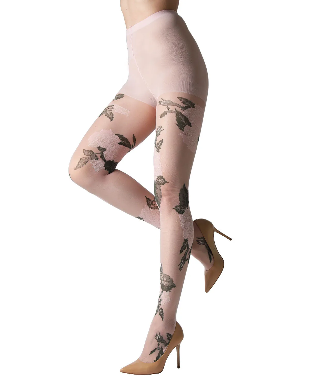 Sheer Garden Rose Floral Tights