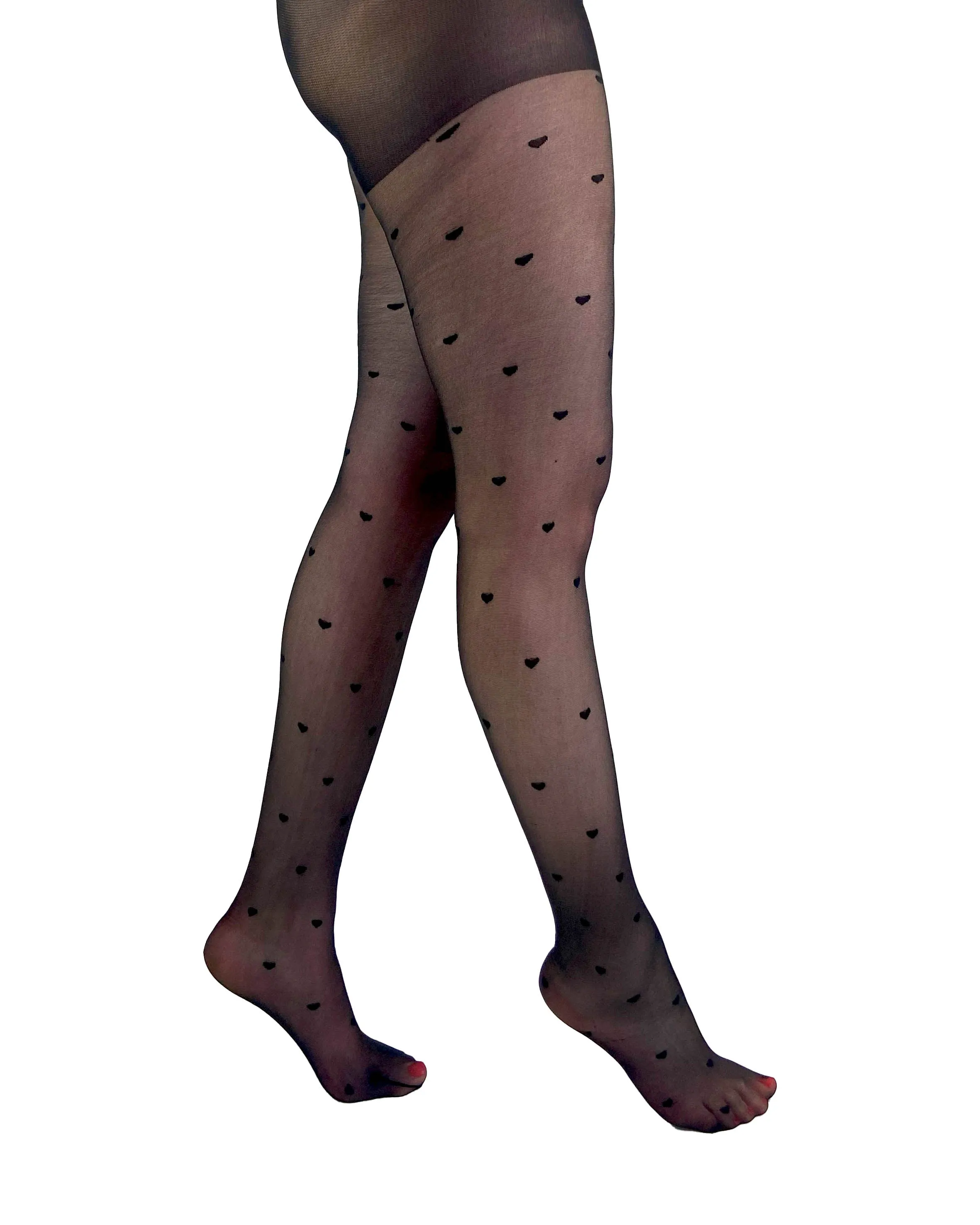 Sheer Heart Crotchless Tights