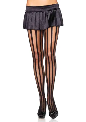 Sheer Tights with Opaque Vertical Stripes