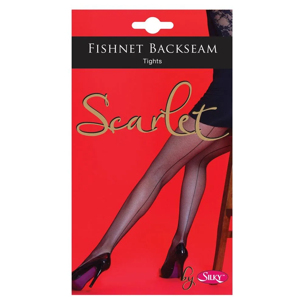 Silky Scarlet Classic Backseam Fishnet Tights