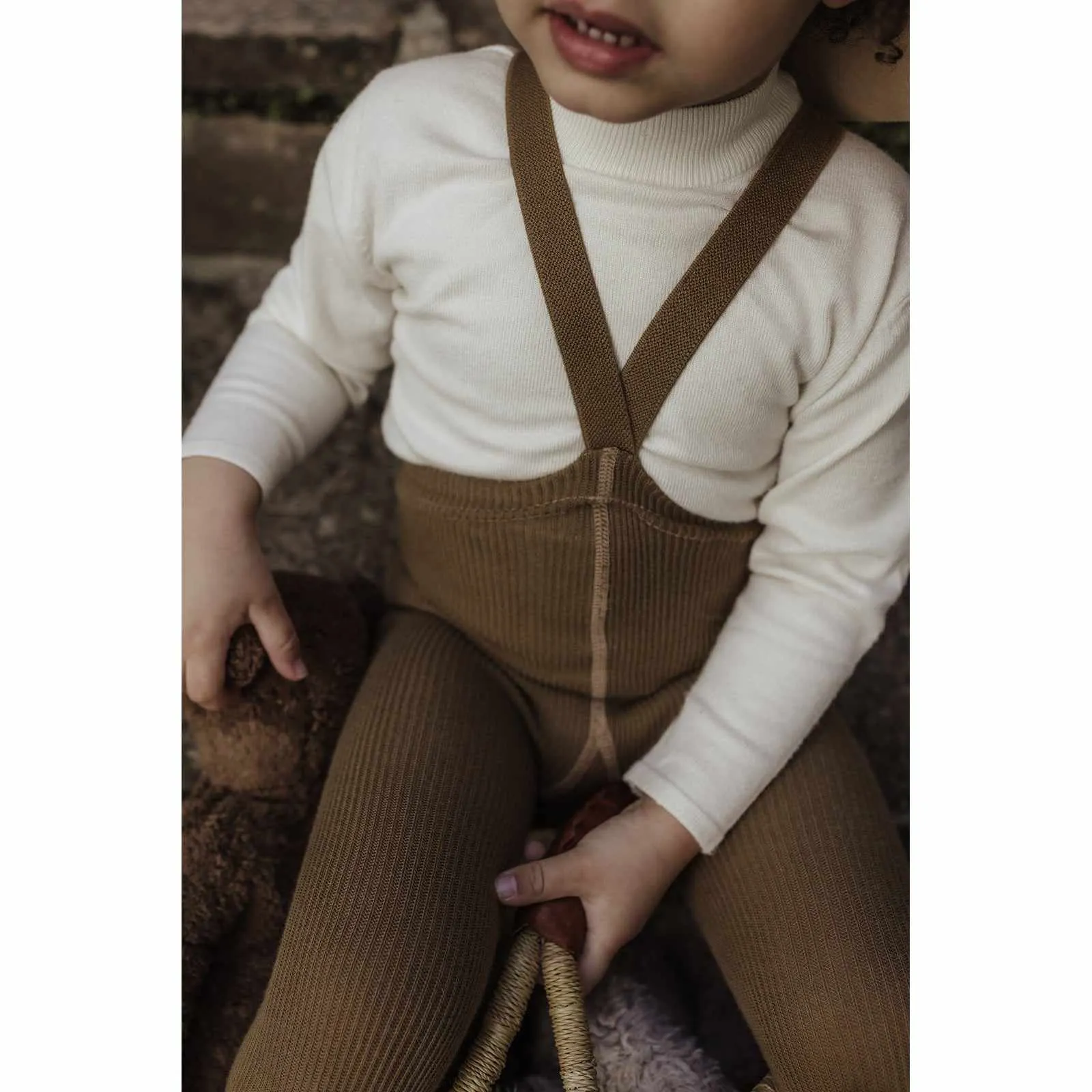 Silly Silas - Footed cotton tights with braces - Acorn Brown