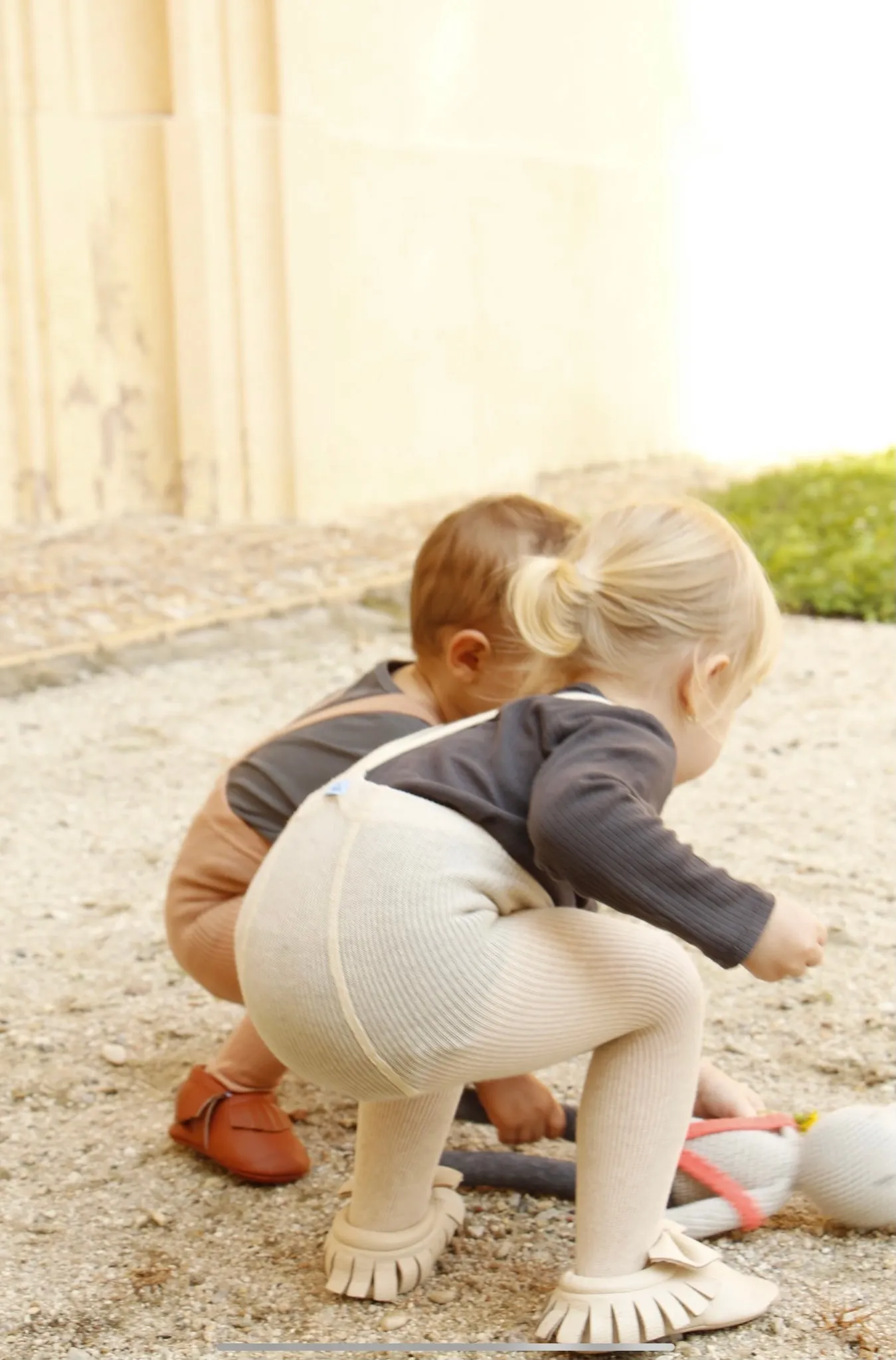 Silly Silas Footed Tights with Braces - Cream Blend