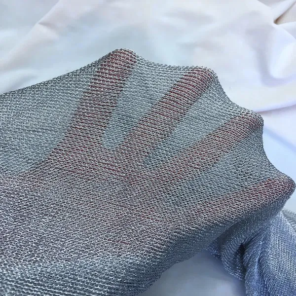 Silver Chainmail Mesh Spandex Fabric