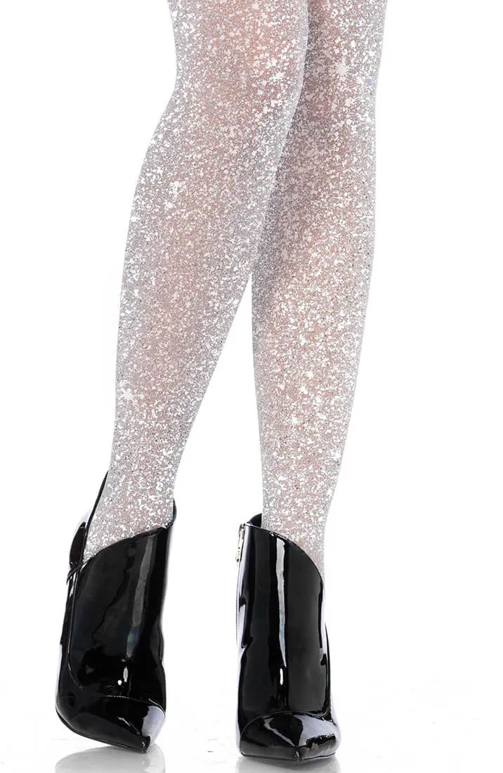 Silver grey tights with silver glitter