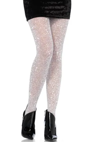 Silver grey tights with silver glitter