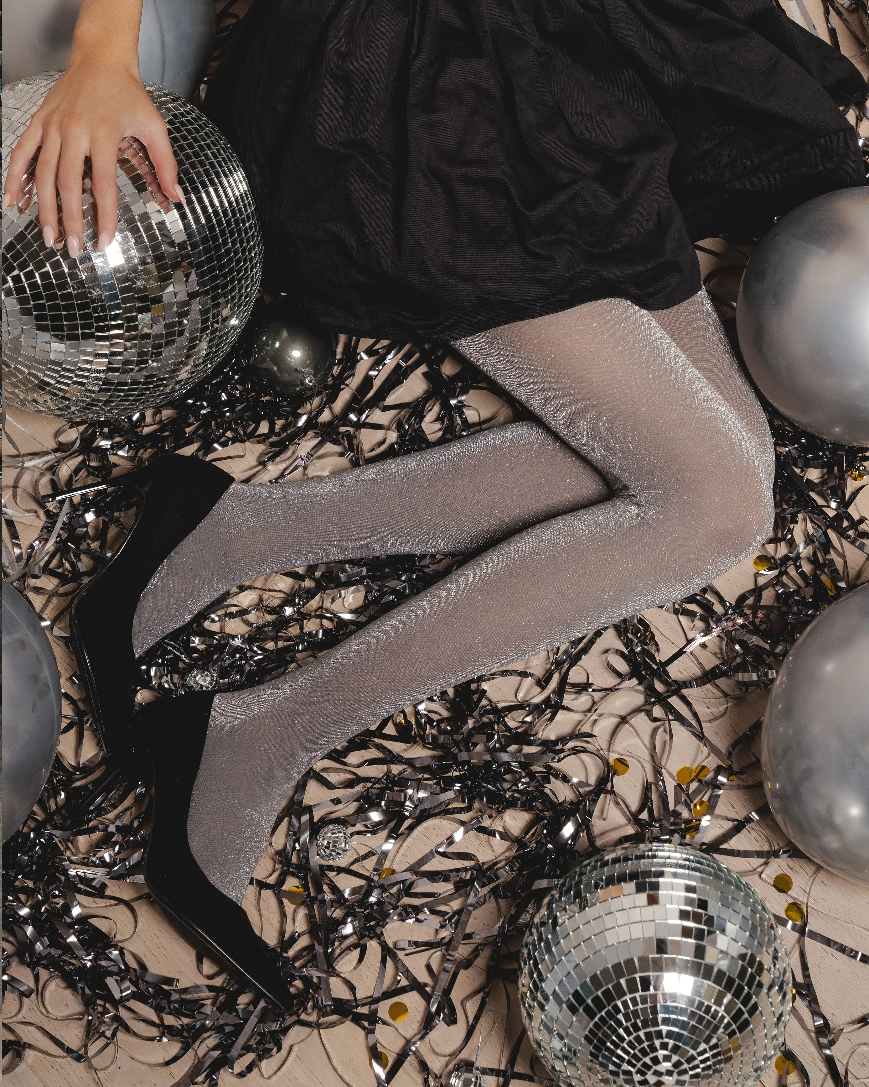 Silver Sheer Metallic Tights