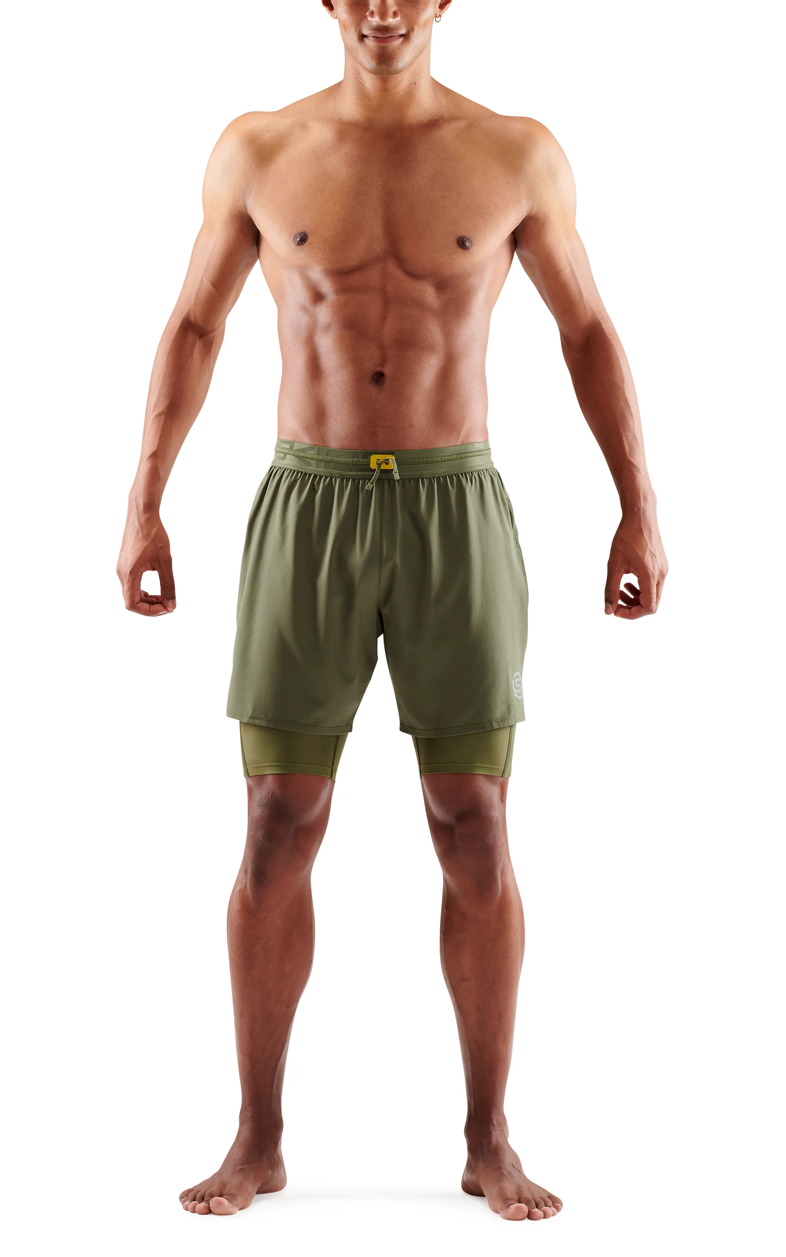 SKINS Men's Compression Superpose Half Tights 3-Series - Khaki