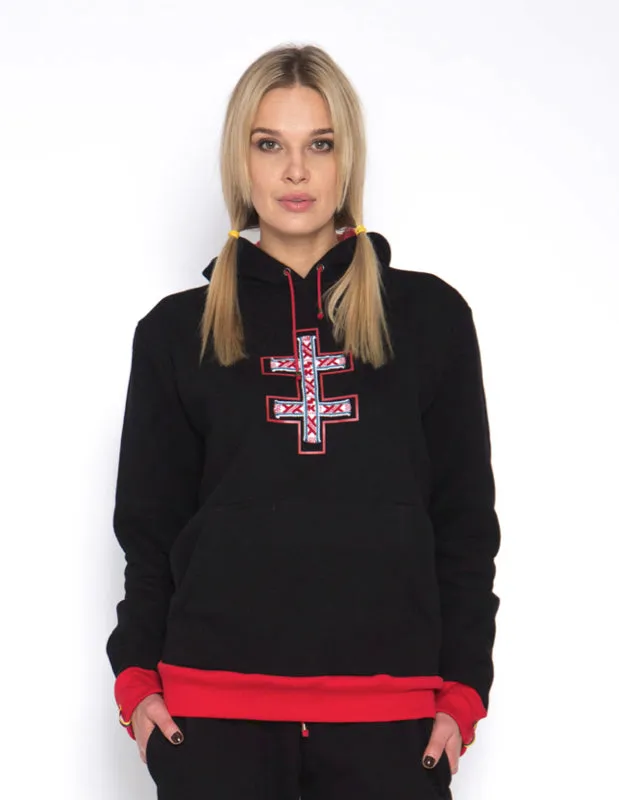 Sofa Killer warm black women hoodie with red cuff LTU