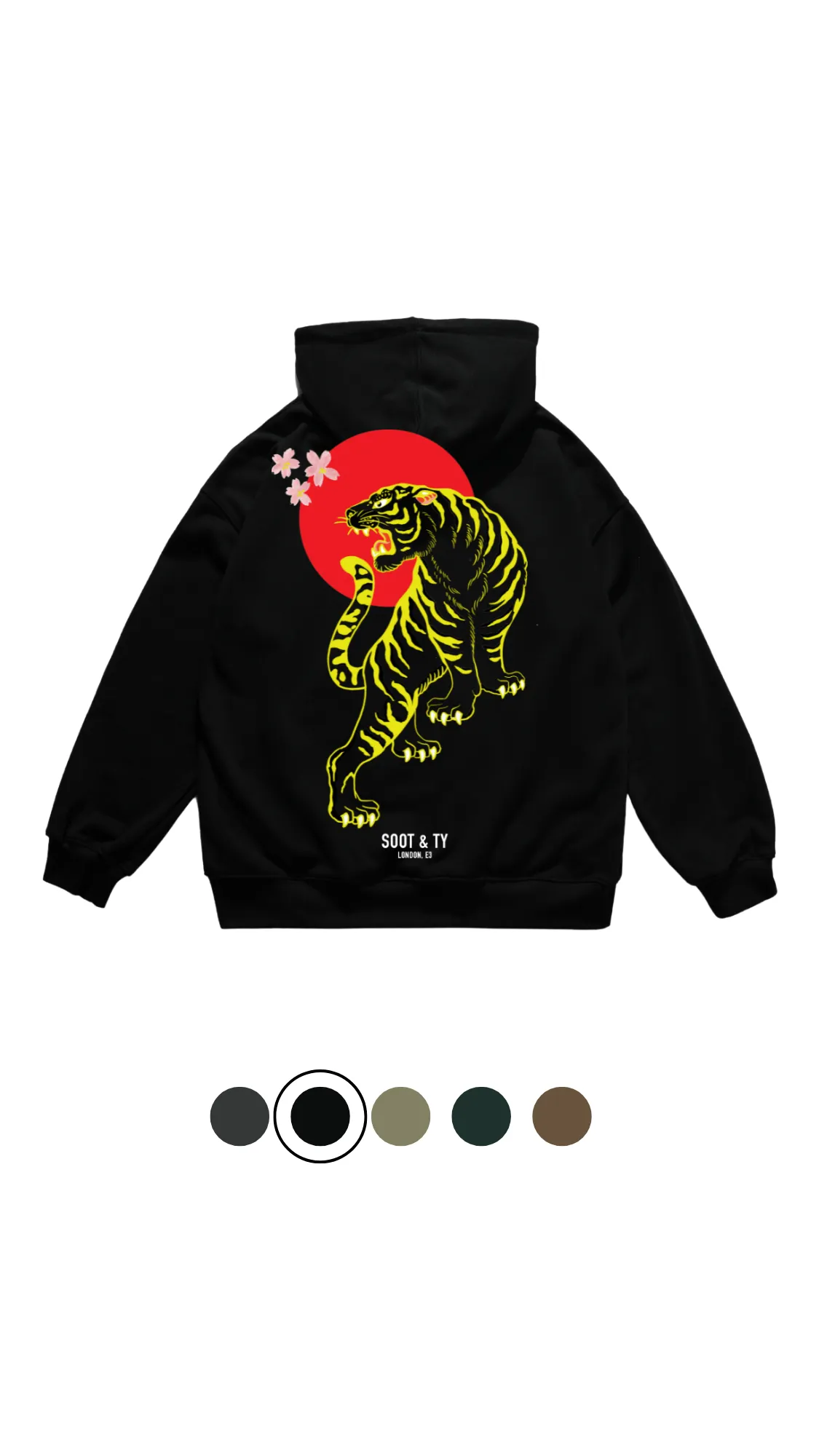 Soot and Ty Neon Tiger Print Oversize Fit Hoodie