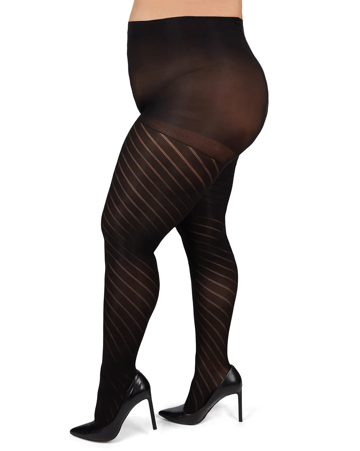 Spiral Opaque Plus Size Curvy Control Top Tights