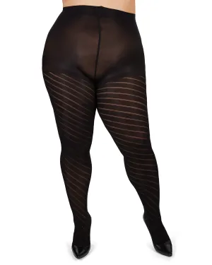 Spiral Opaque Plus Size Curvy Control Top Tights