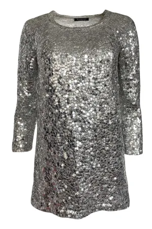 Spring 2008 Balmain by Christophe Decarnin Sequin Silver Tunic or Micro Mini