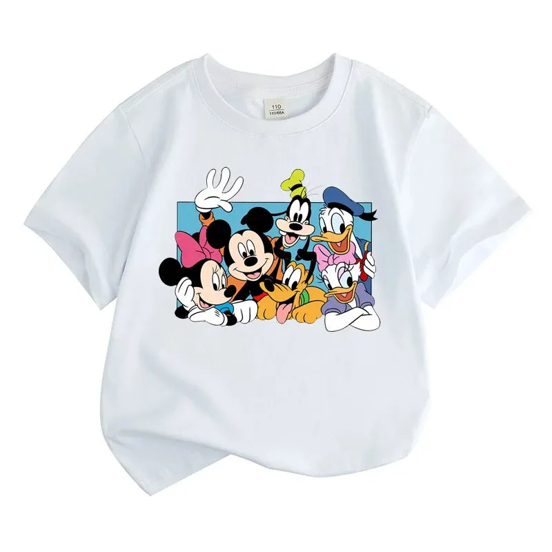 Summer Children Clothes 100%Cotton T-shirt Girls Boys Tops  Mickey Mouse Clubhouse Cartoon Toddler Round Neck Short-sleeved