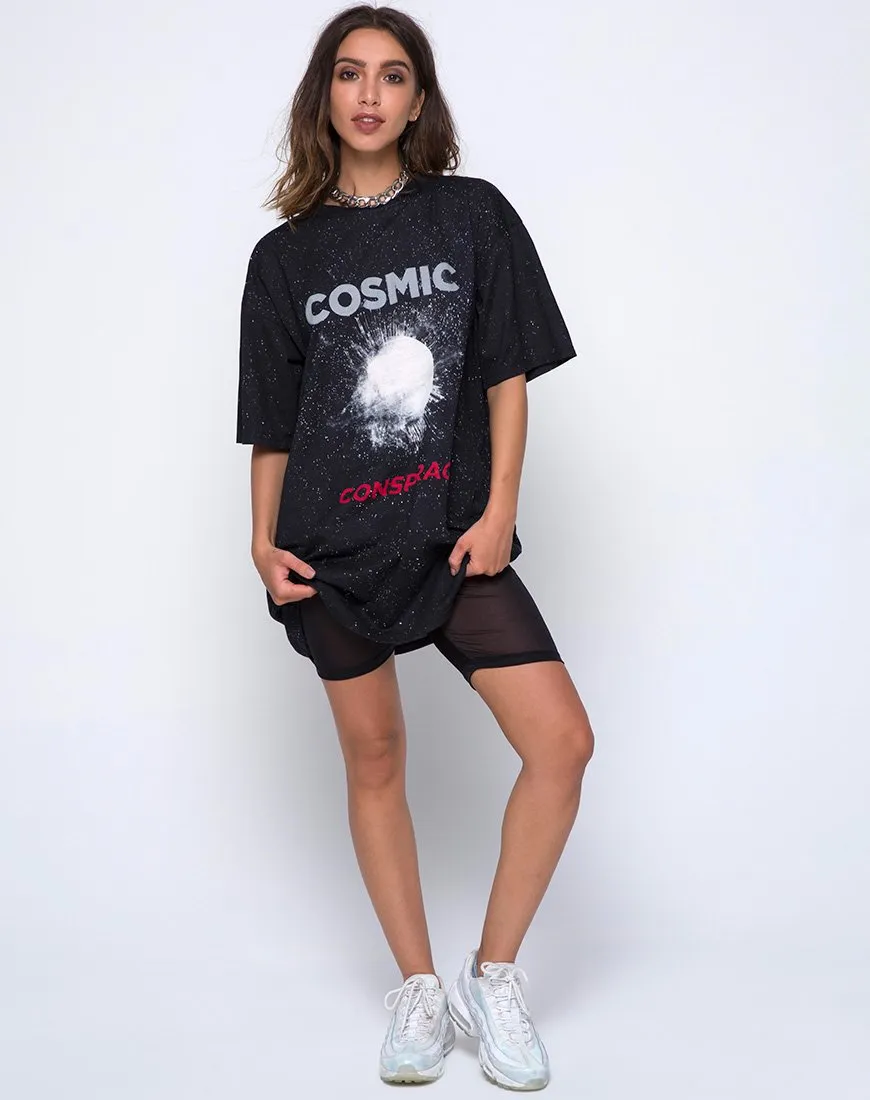 Sunny Kiss Oversize Tee in Black Cosmic Conspiracy