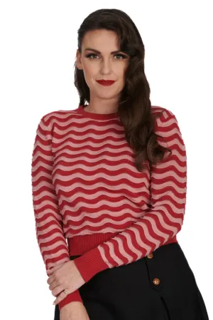 Sweet Stripes Pullover Sweater in Red & Pink by Banned Apparel