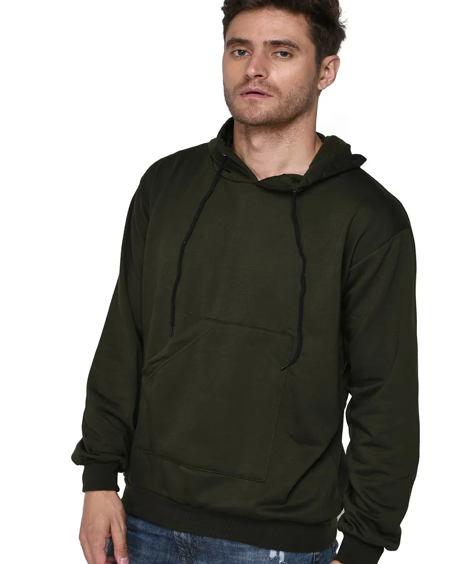 SXV Solid Sweatshirt Hoodie for Men & Women (OliveGreen)