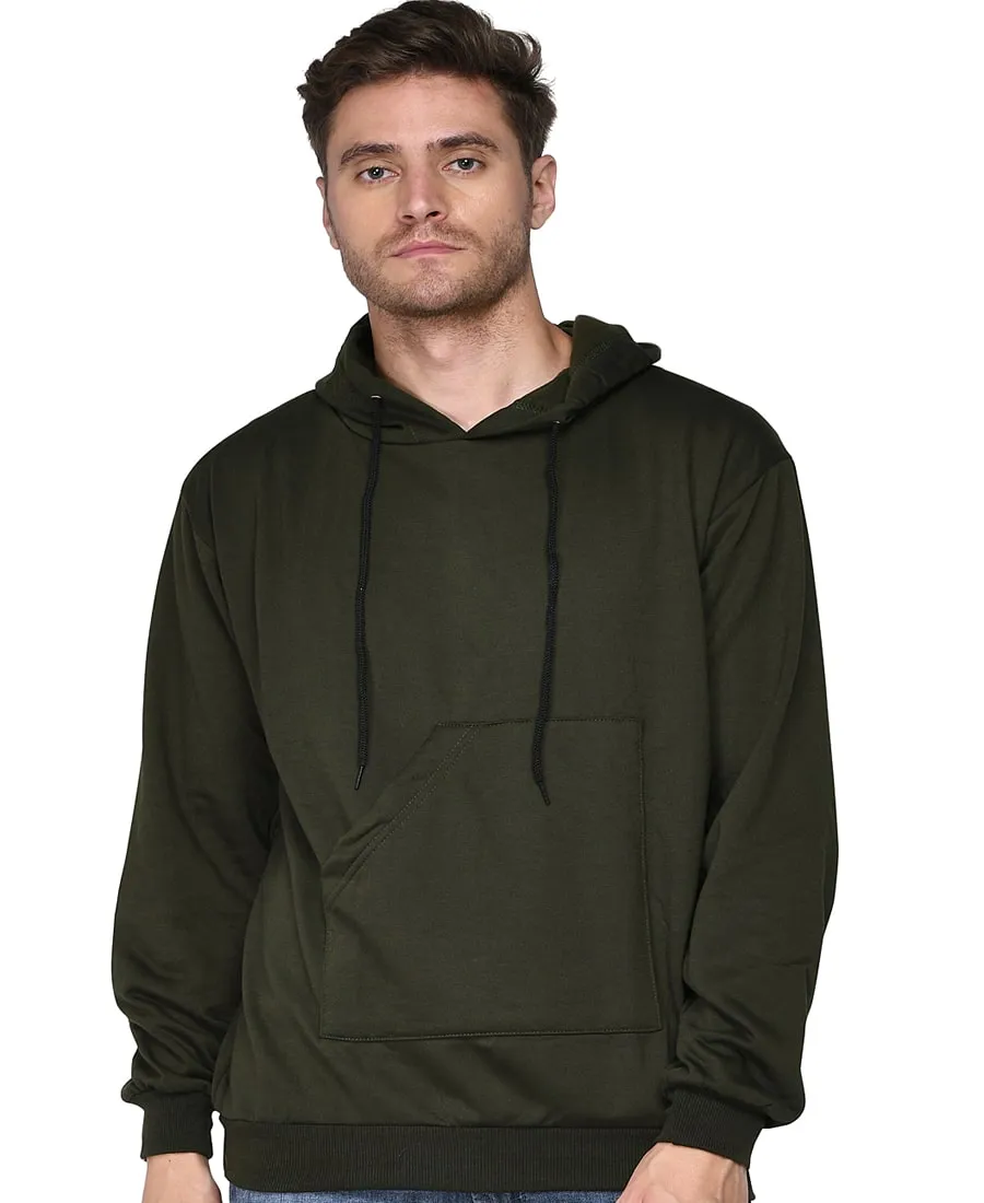 SXV Solid Sweatshirt Hoodie for Men & Women (OliveGreen)